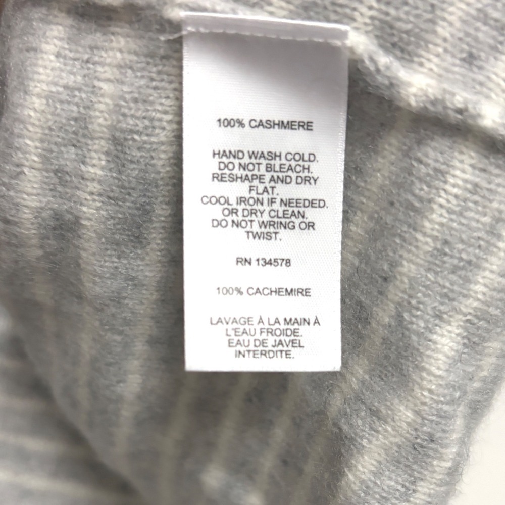 Vineyard Vines Seaspun Cashmere Striped Gray Heather Pullover Drop Shoulder S - Picture 4 of 9